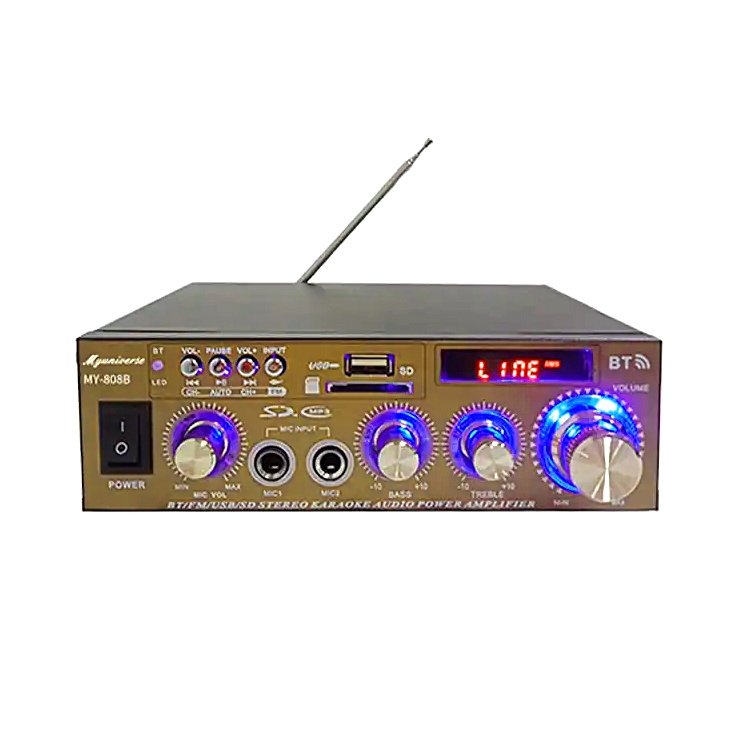 12v/220v Golden Mini Car Stereo Audio 2 Channel Amplifier